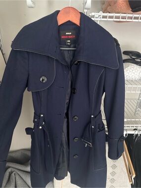 Miss Sixty Navy Trench Coat with Wide Collar